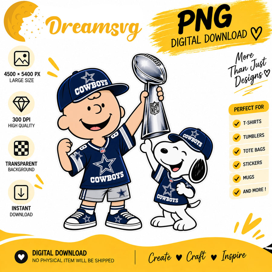 Snoopy Charlie Brown Dallas Cowboys Trophy Football PNG