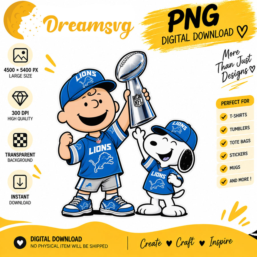 Snoopy Charlie Brown Detroit Lions Trophy Football PNG