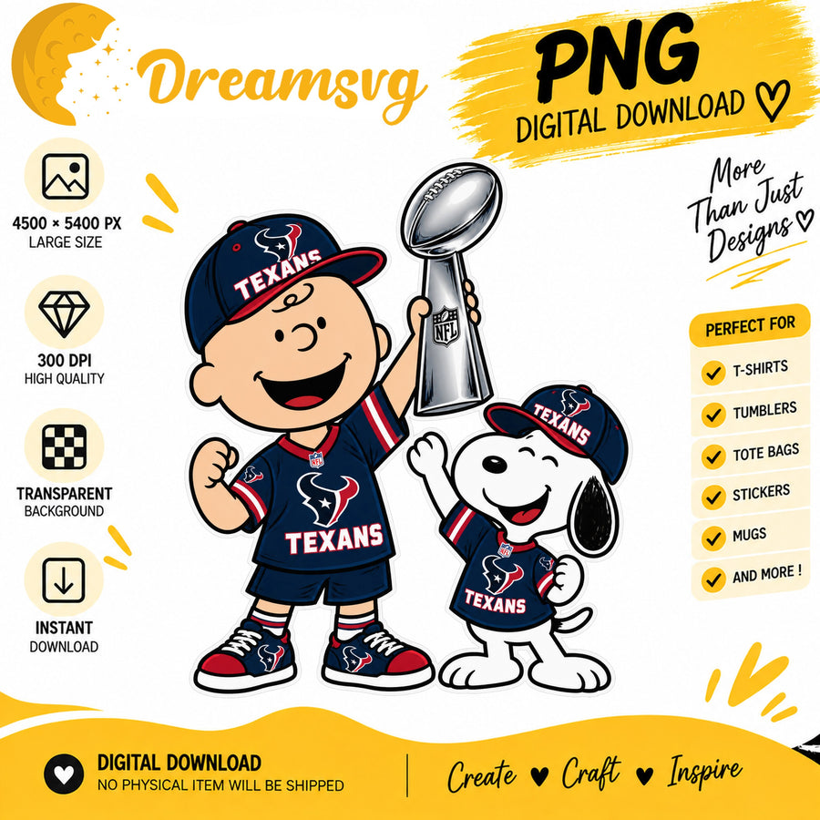 Snoopy Charlie Brown Houston Texans Trophy Football PNG