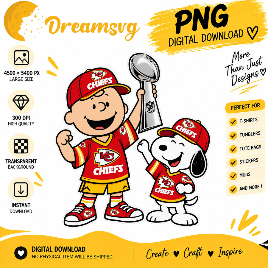 Snoopy Charlie Brown Kansas City Chiefs Trophy Football PNG