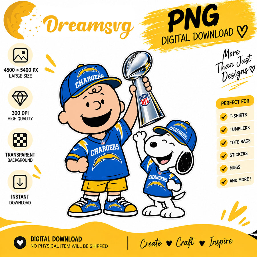 Snoopy Charlie Brown Los Angeles Chargers Trophy PNG