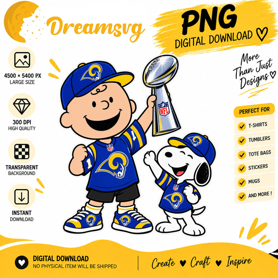 Snoopy Charlie Brown Los Angeles Rams Trophy Football PNG