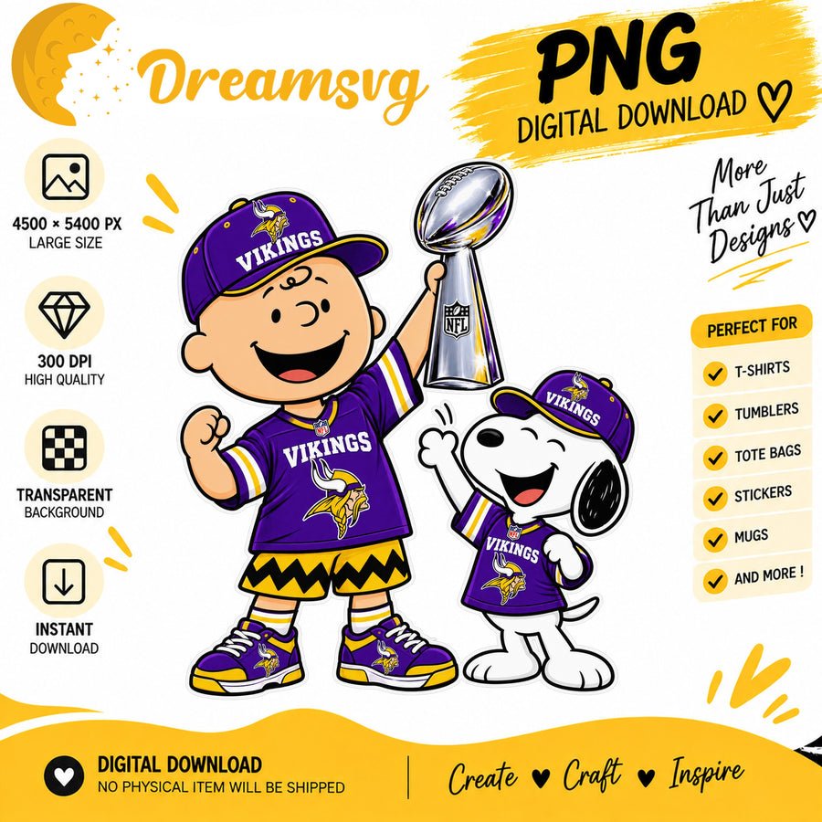 Snoopy Charlie Brown Minnesota Vikings Trophy Football PNG