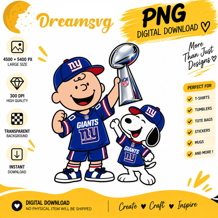 Snoopy Charlie Brown New York Giants Trophy Football PNG