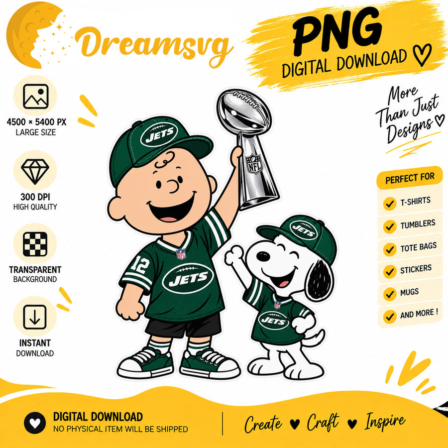 Snoopy Charlie Brown New York Jets Trophy Football PNG