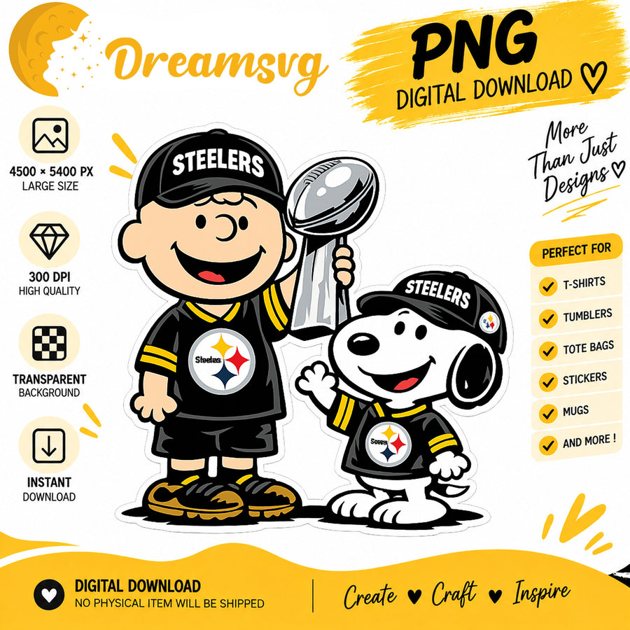 Snoopy Charlie Brown Pittsburgh Steelers Trophy Football PNG