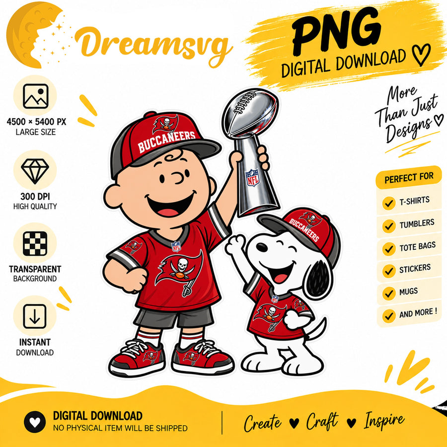 Snoopy Charlie Brown Tampa Bay Buccaneers Trophy PNG