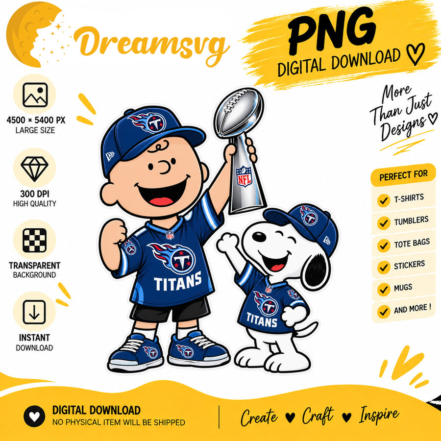 Snoopy Charlie Brown Tennessee Titans Trophy Football PNG