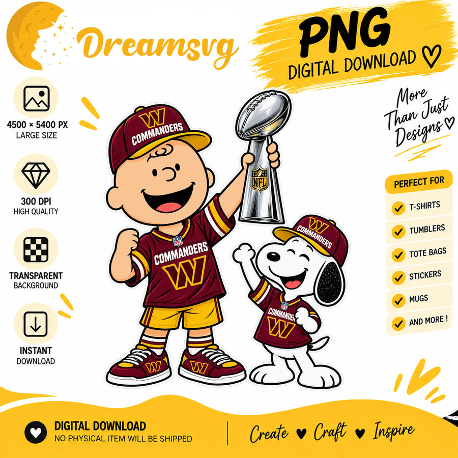 Snoopy Charlie Brown Washington Commanders Trophy PNG