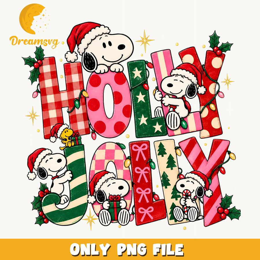 Snoopy Christmas Clipart, Red Green Plaid Holiday Joy, Concert Design