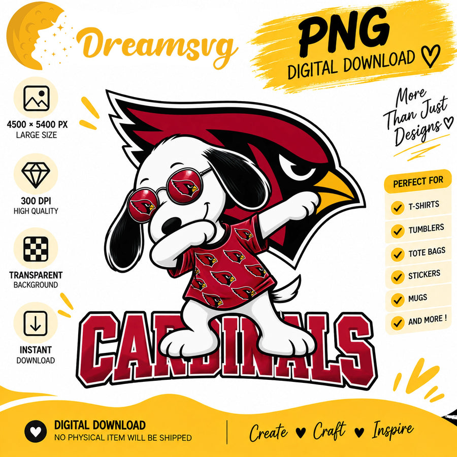 Snoopy Dabbing Arizona Cardinals Football Fan PNG