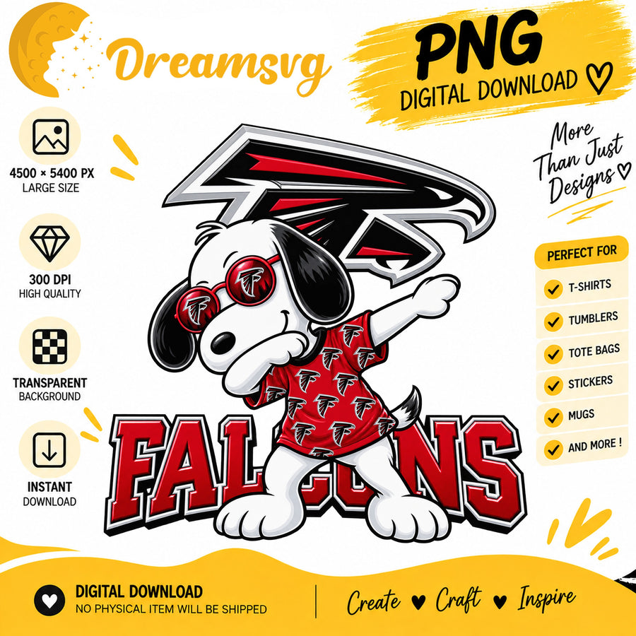 Snoopy Dabbing Atlanta Falcons Football Fan PNG