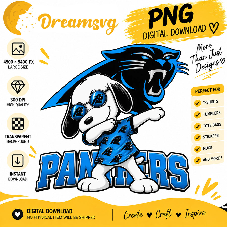 Snoopy Dabbing Carolina Panthers Football Fan PNG