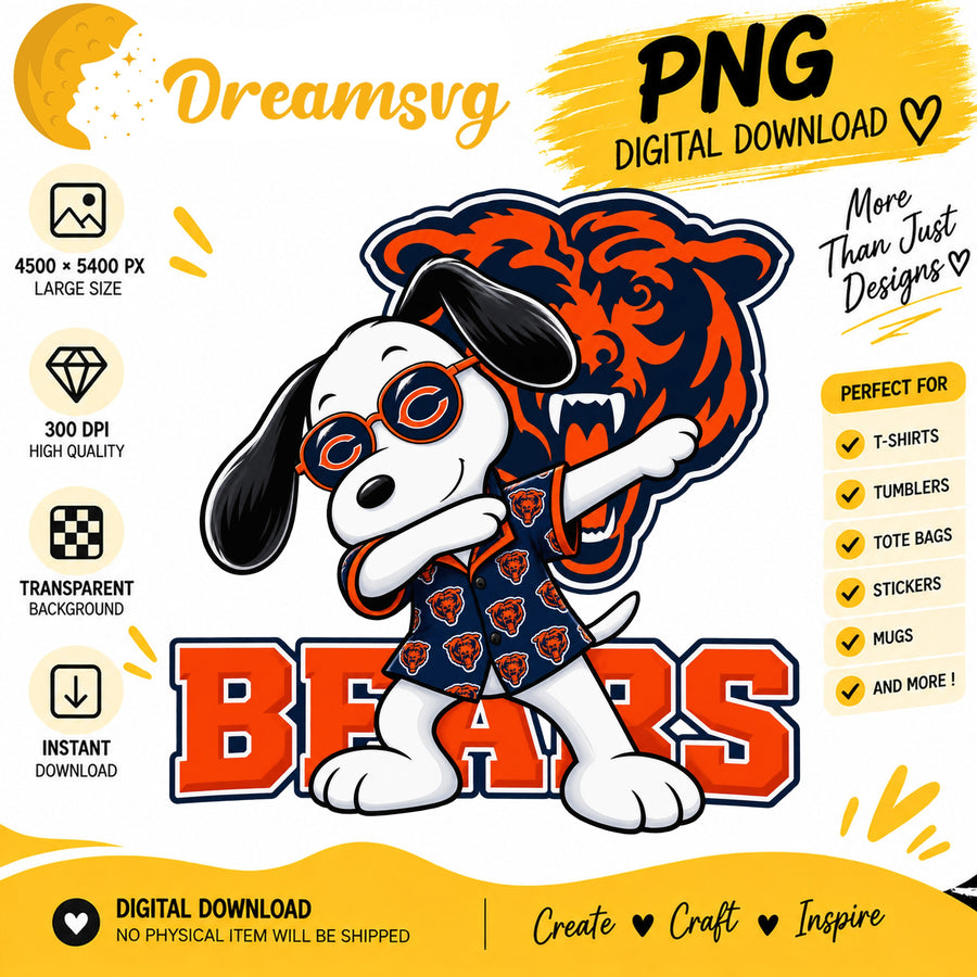 Snoopy Dabbing Chicago Bears Football Fan PNG