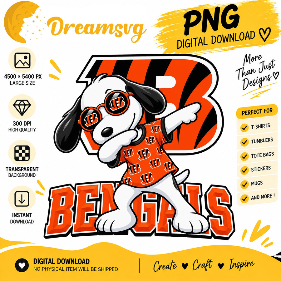Snoopy Dabbing Cincinnati Bengals Football Fan PNG