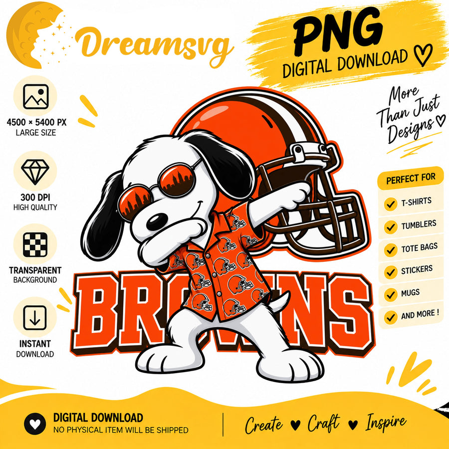 Snoopy Dabbing Cleveland Browns Football Fan PNG