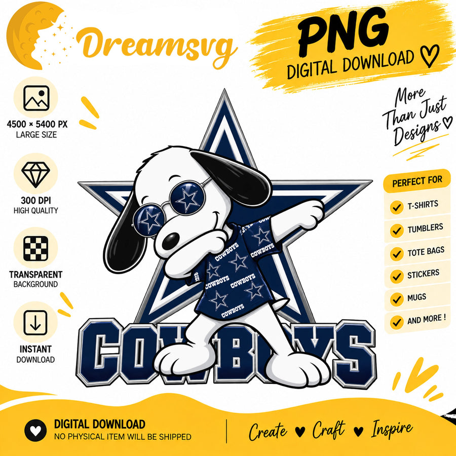 Snoopy Dabbing Dallas Cowboys Football Fan PNG