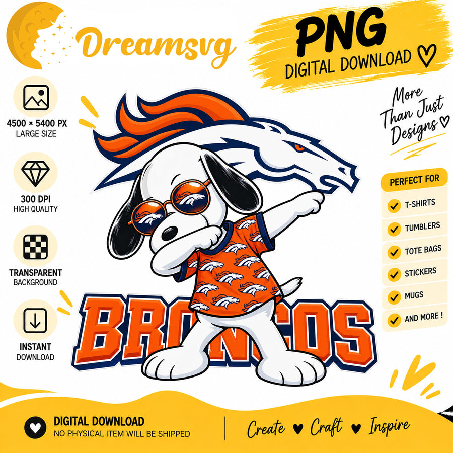 Snoopy Dabbing Denver Broncos Football Fan PNG