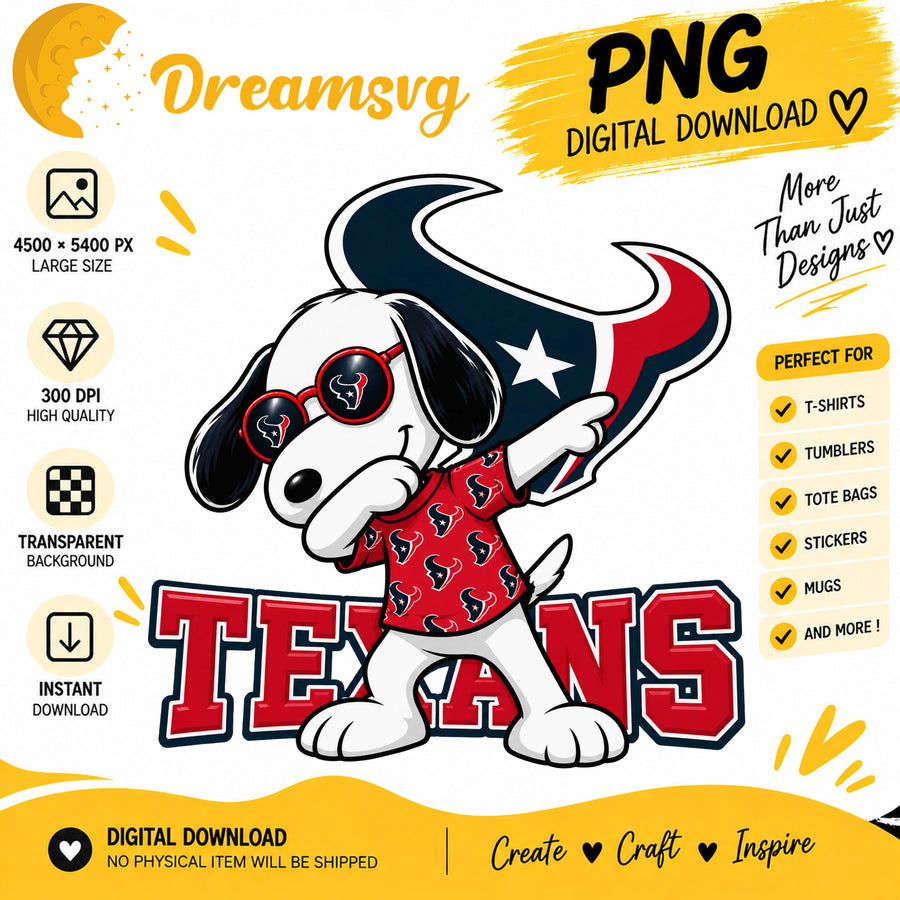Snoopy Dabbing Houston Texans Football Fan PNG