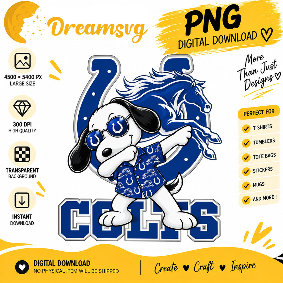Snoopy Dabbing Indianapolis Colts Football Fan PNG