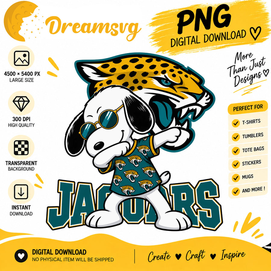 Snoopy Dabbing Jacksonville Jaguars Football Fan PNG