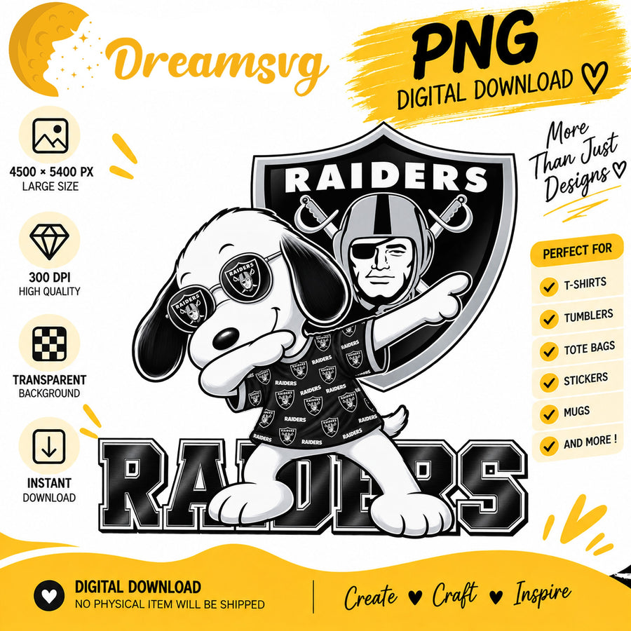 Snoopy Dabbing Las Vegas Raiders Football Fan PNG