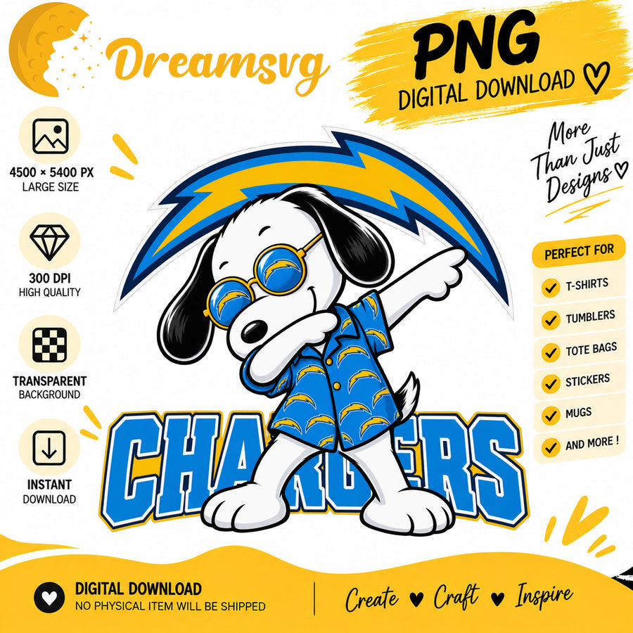 Snoopy Dabbing Los Angeles Chargers Football Fan PNG