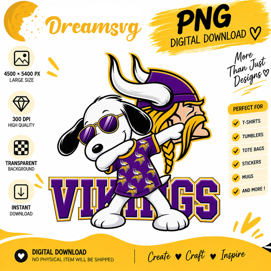 Snoopy Dabbing Minnesota Vikings Football Fan PNG