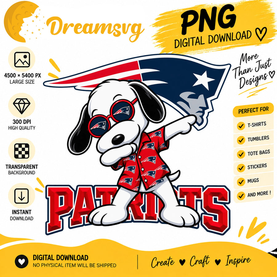 Snoopy Dabbing New England Patriots Football Fan PNG