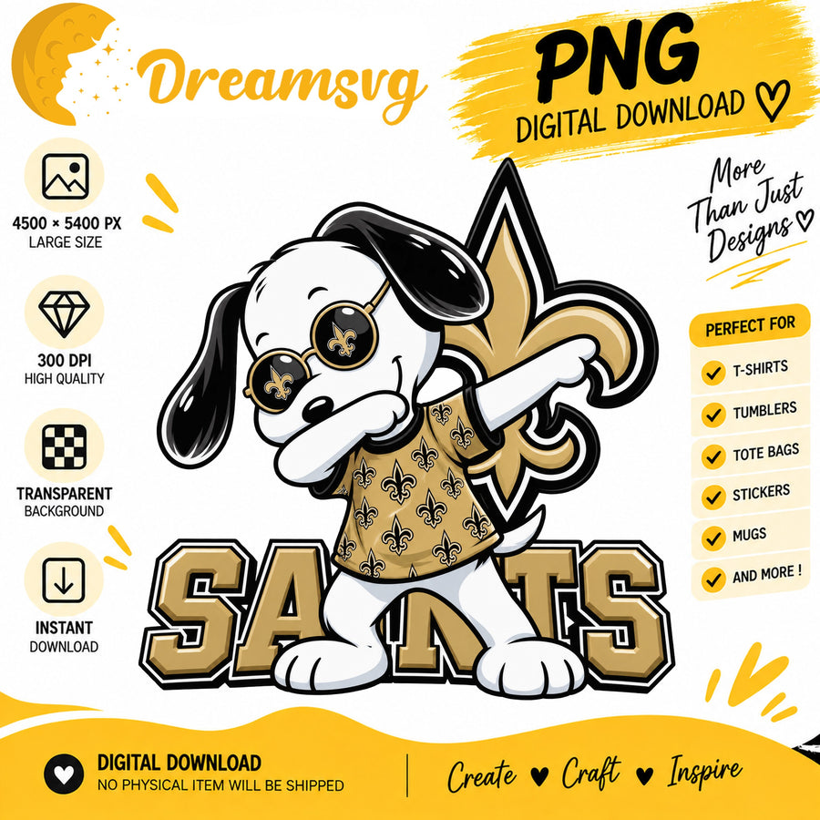 Snoopy Dabbing New Orleans Saints Football Fan PNG