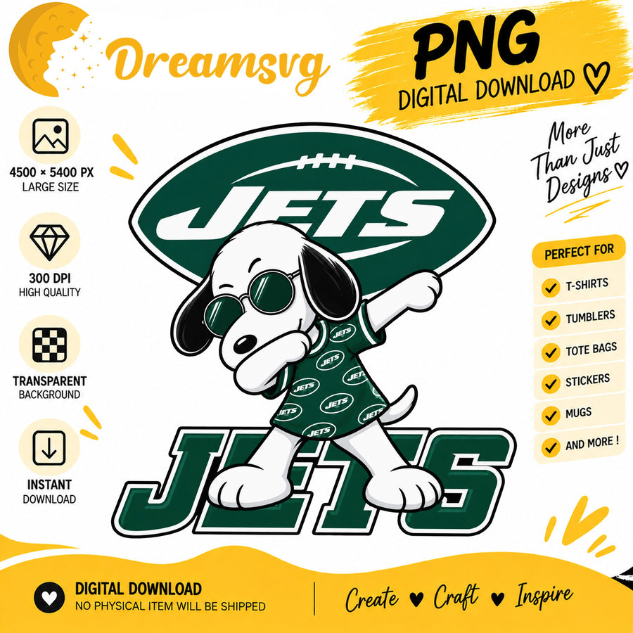Snoopy Dabbing New York Jets Football Fan PNG