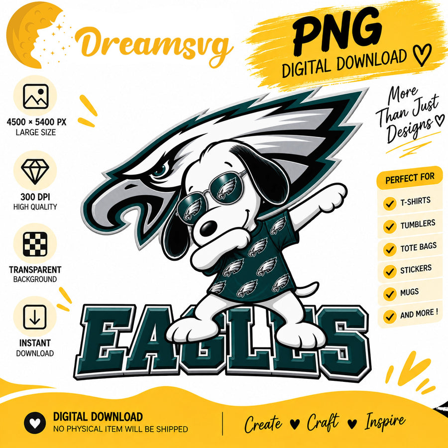 Snoopy Dabbing Philadelphia Eagles Football Fan PNG