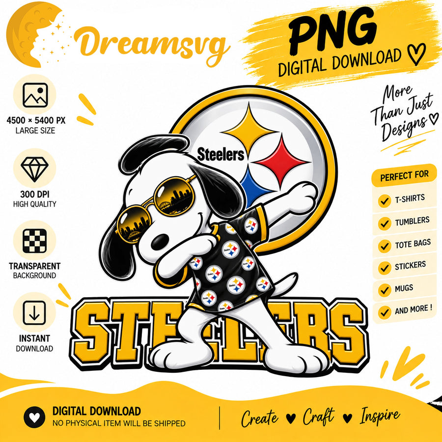 Snoopy Dabbing Pittsburgh Steelers Football Fan PNG