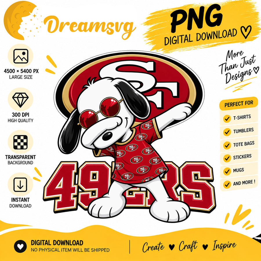Snoopy Dabbing San Francisco 49ers Football Fan PNG