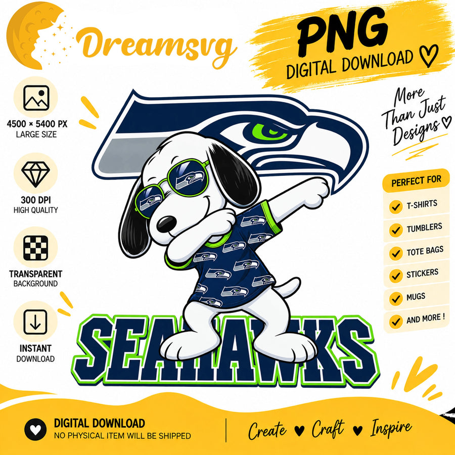 Snoopy Dabbing Seattle Seahawks Football Fan PNG