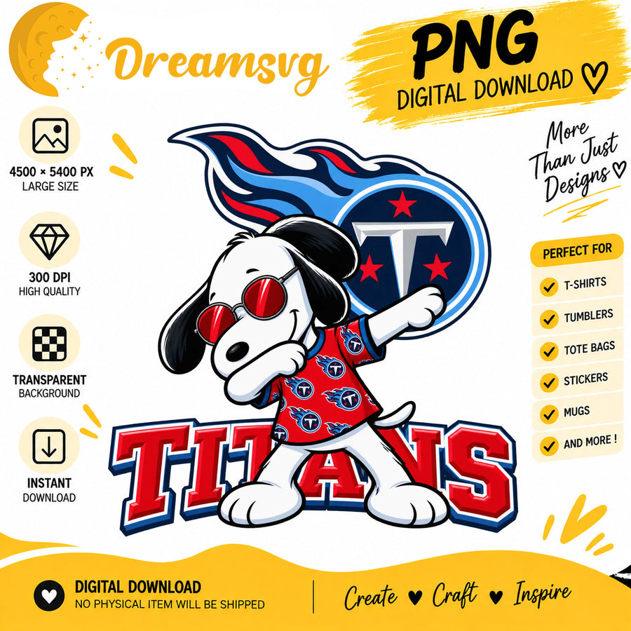 Snoopy Dabbing Tennessee Titans Football Fan PNG