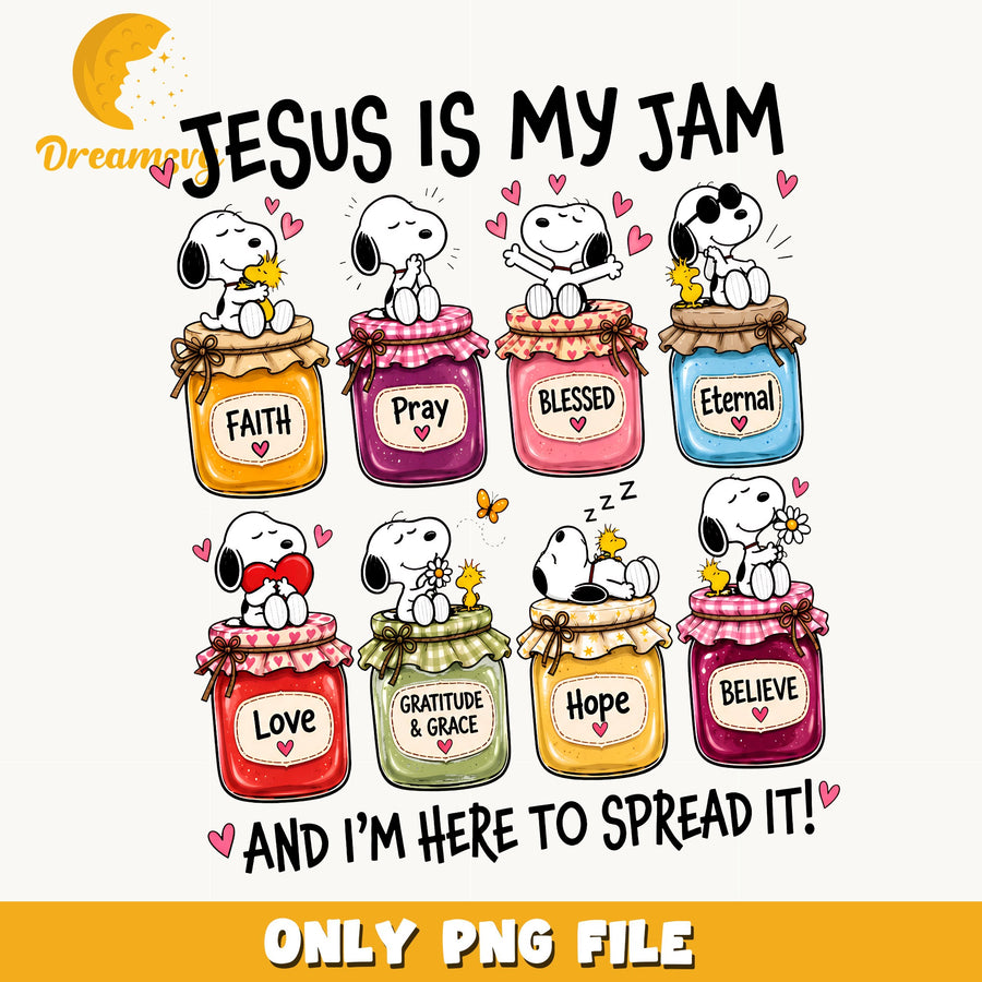 Snoopy Jesus Is My Jam Clipart, Colorful Faith Jars Inspirational