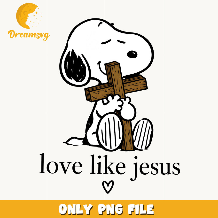 Snoopy Love Like Jesus Clipart, Holding Wooden Cross Religious