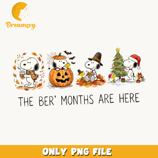 Snoopy The Better Months Are Here, Fall Halloween Christmas Seasonal