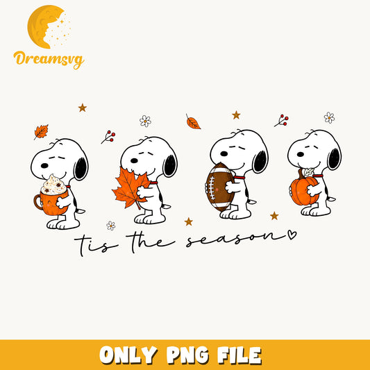 Snoopy Tis The Season Clipart, Orange Pumpkin Football Autumn, v3 PNG