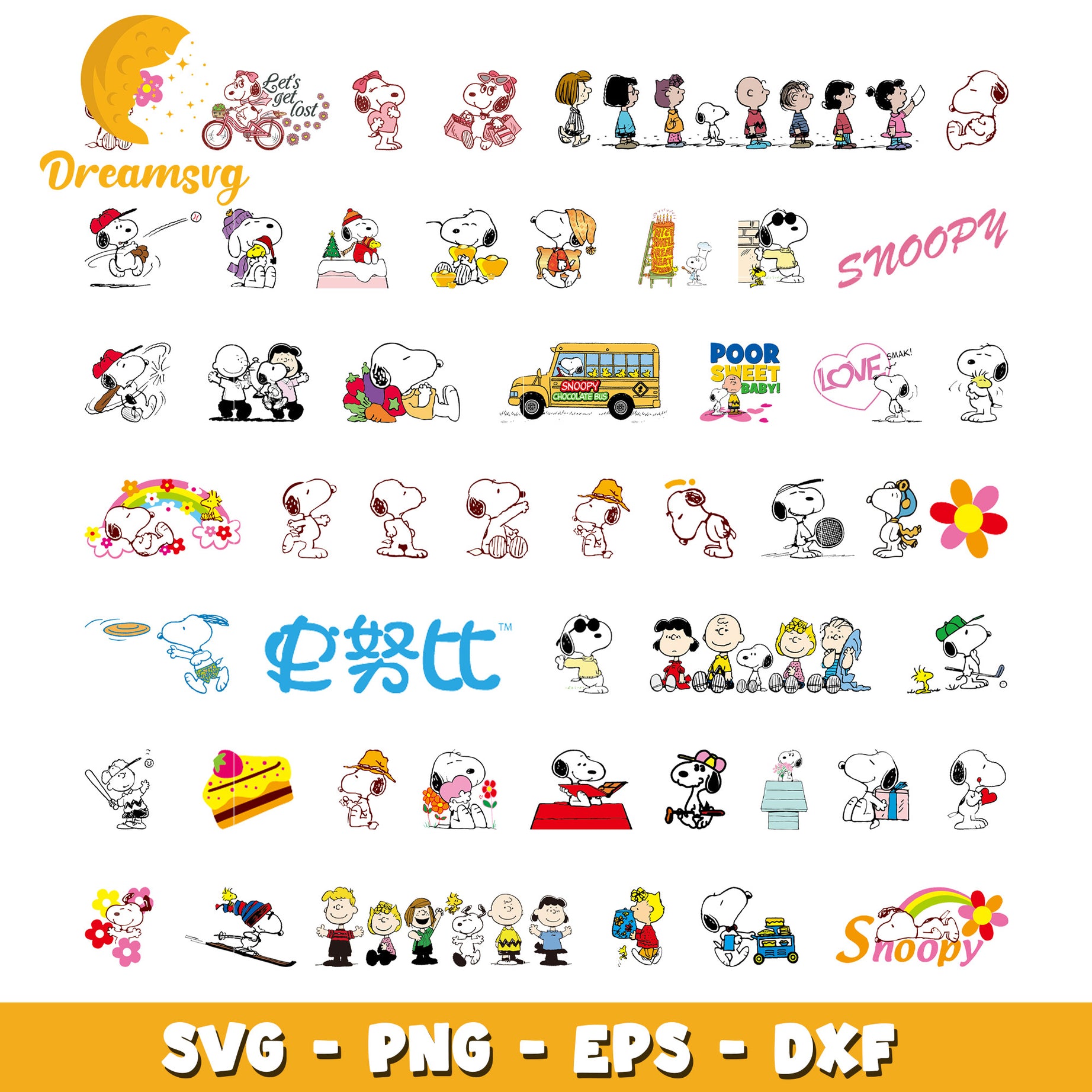 The Peanuts Movie characters bundle svg, Snoopy characters svg