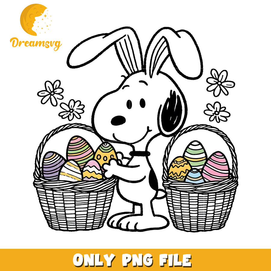 Snoopy character eastr bunny png, easter day png, cartoon png