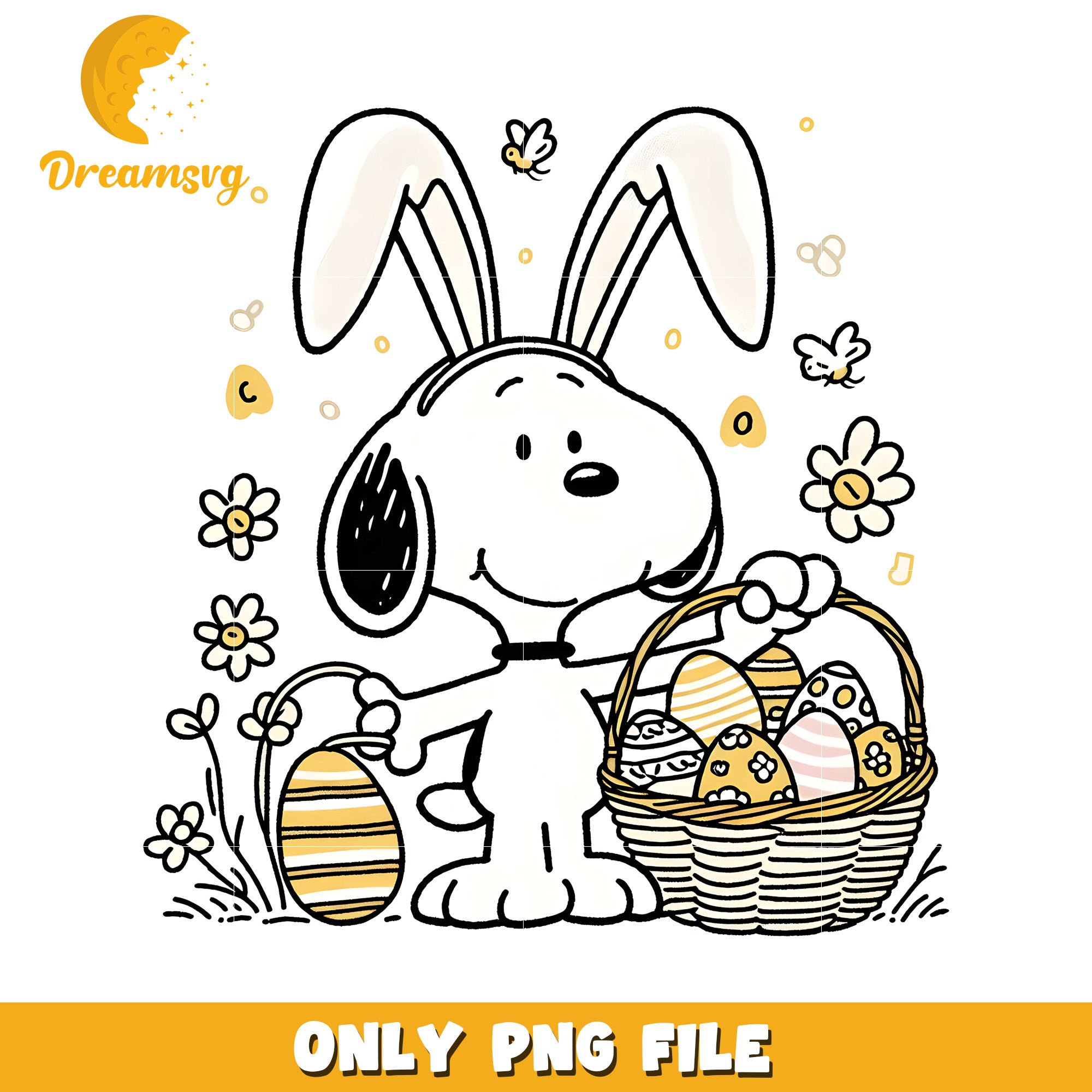 Snoopy dog easter bunny png, easter day bunny png, cartoon png