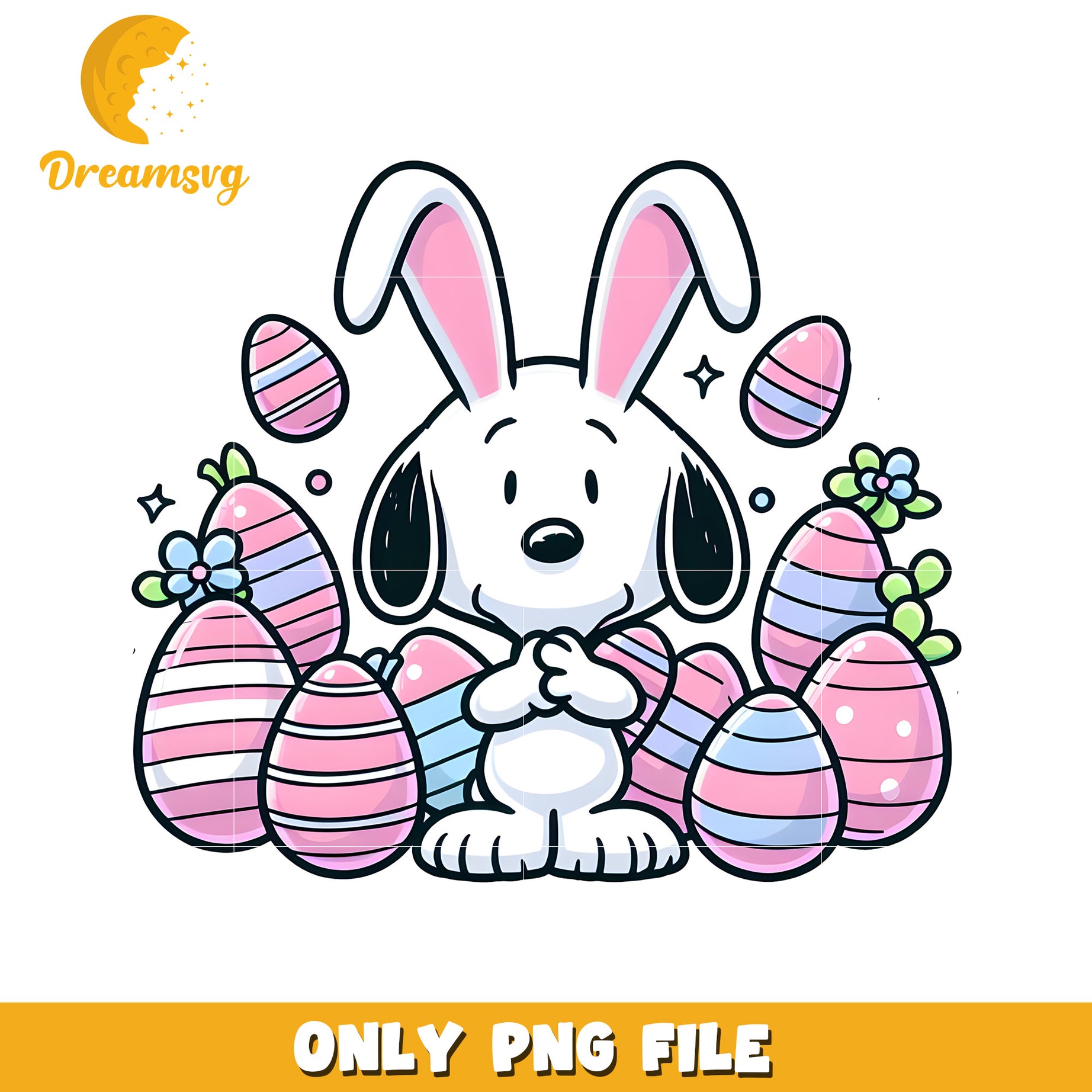 Snoopy easter eggs costume png, easter day bunny png, peanuts png