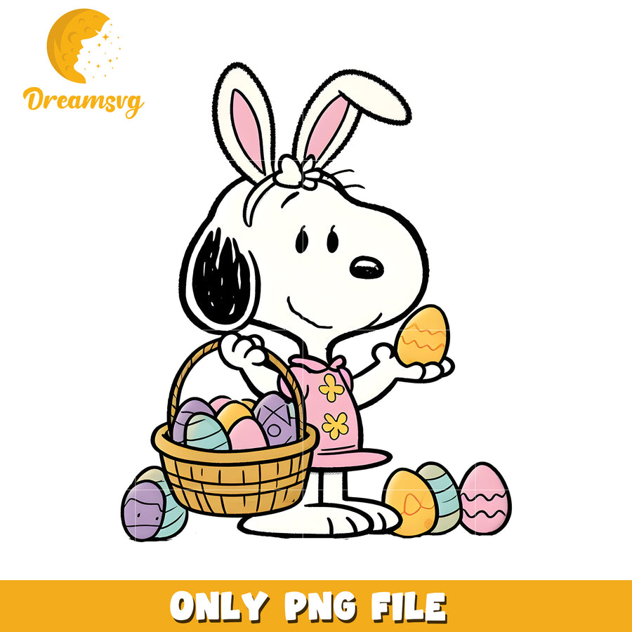 Snoopy girl easter eggs png, easter eggs png, cartoon cast png