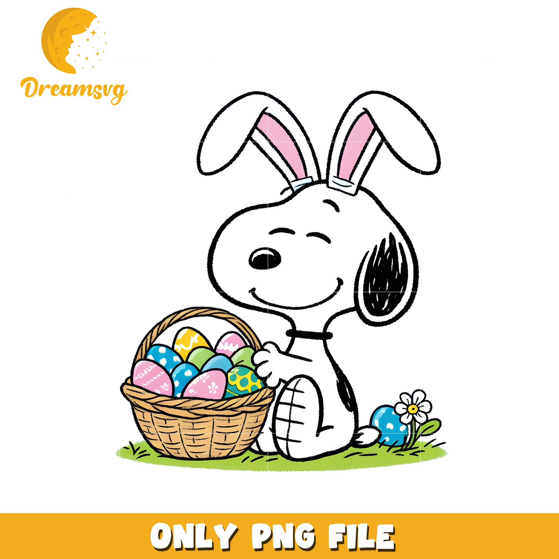 Snoopy peanuts bunny easter png, easter bunny png, peanuts cast png