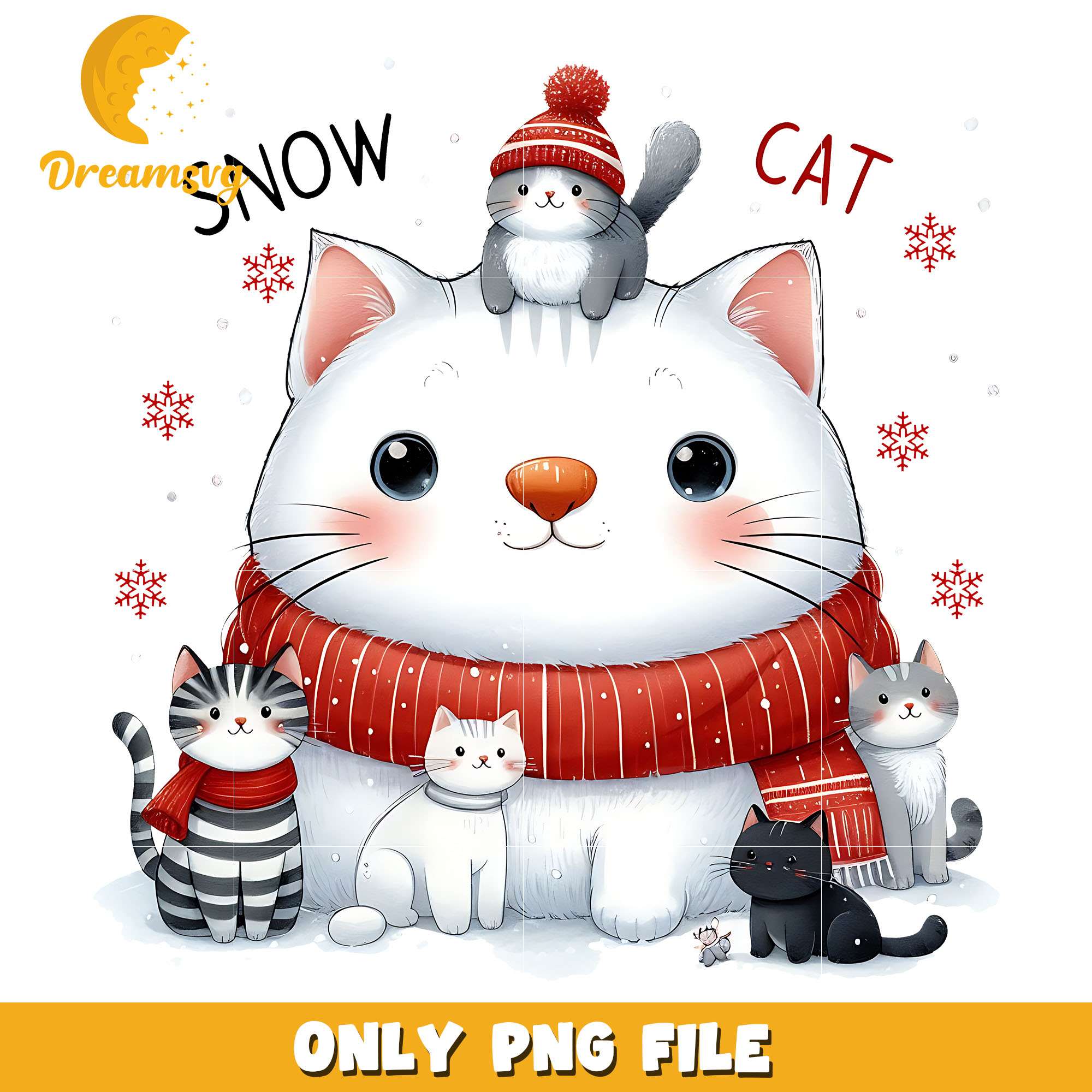 Snow cat marry christmas png, snow cat png, christmas png