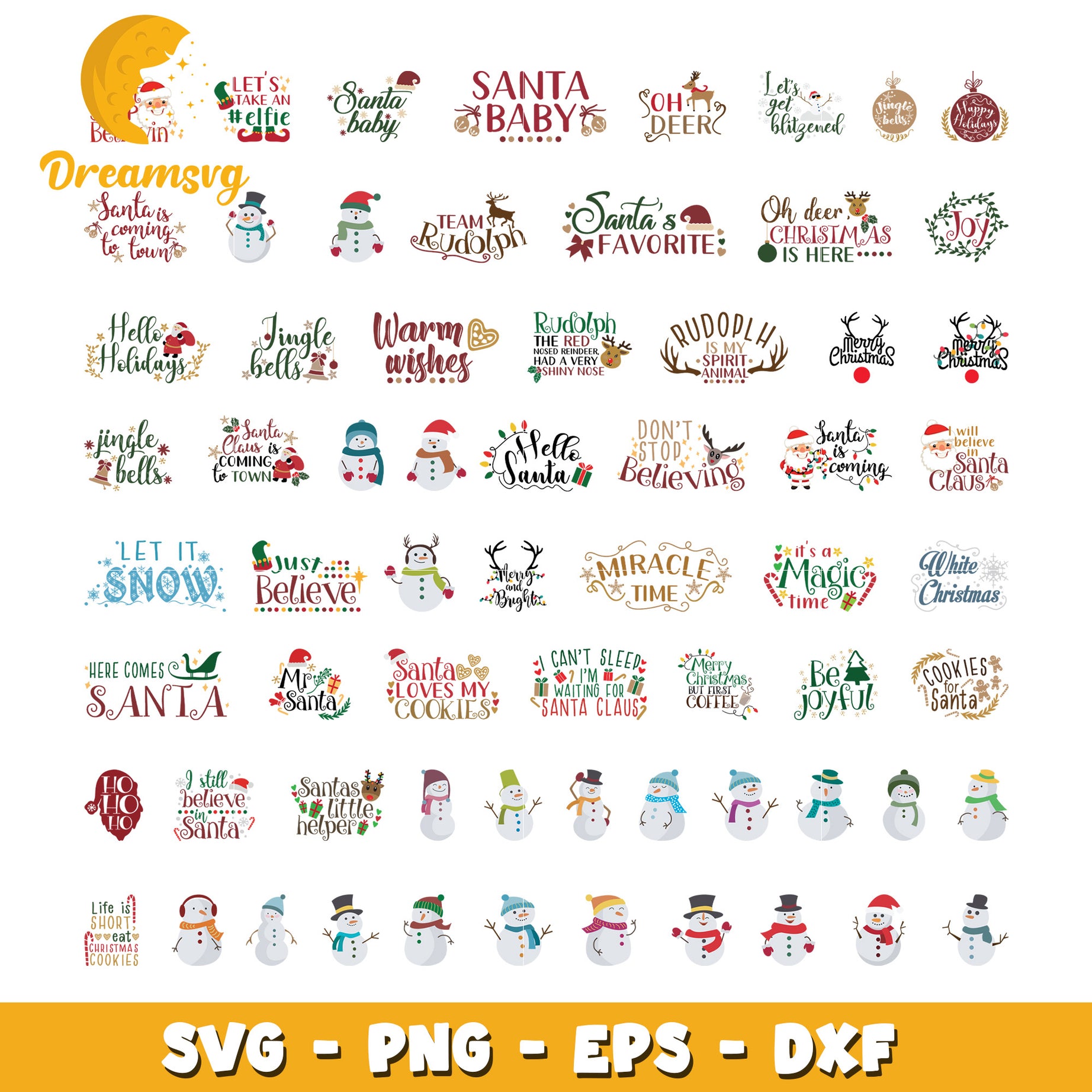 Snowman christmas logo design bundle svg, santa baby​ svg