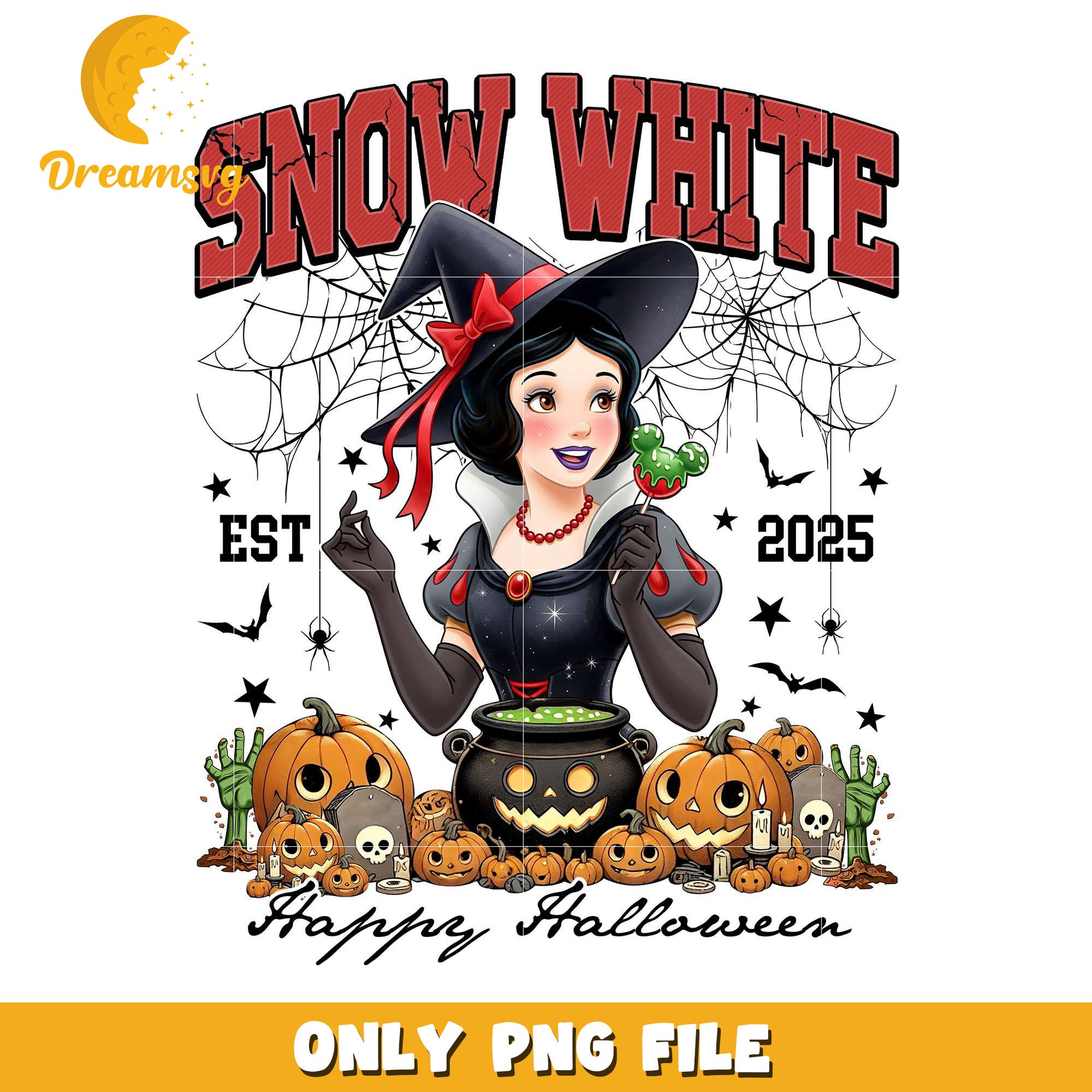 Snow white halloween design png, halloween characters​ png, halloween design png