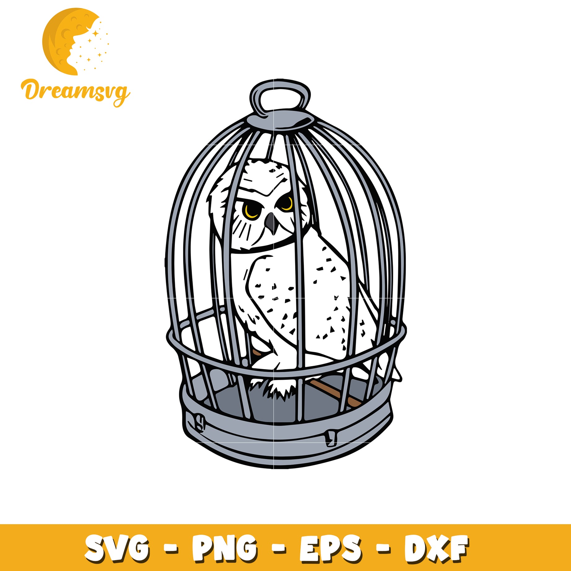 Snowy Owl in Cage SVG PNG EPS DXF